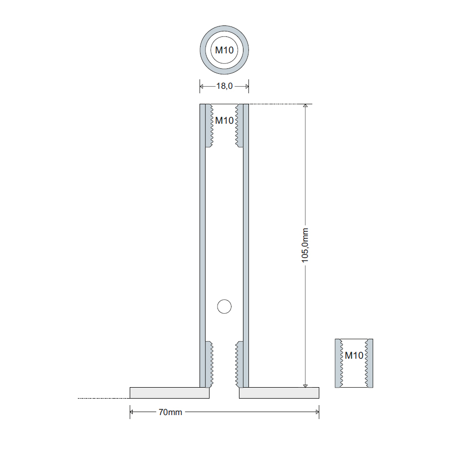 Wall Bracket M10 Internal Thread, 130mm Wall Distance Wall Bracket M10 Internal Thread, 130mm Wall Distance