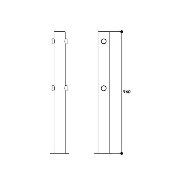 Edelstahl-Absperrpfosten mit Seilführung / 89mm mit LED Beleuchtung Edelstahl-Absperrpfosten mit Seilführung / 89mm mit LED Beleuchtung