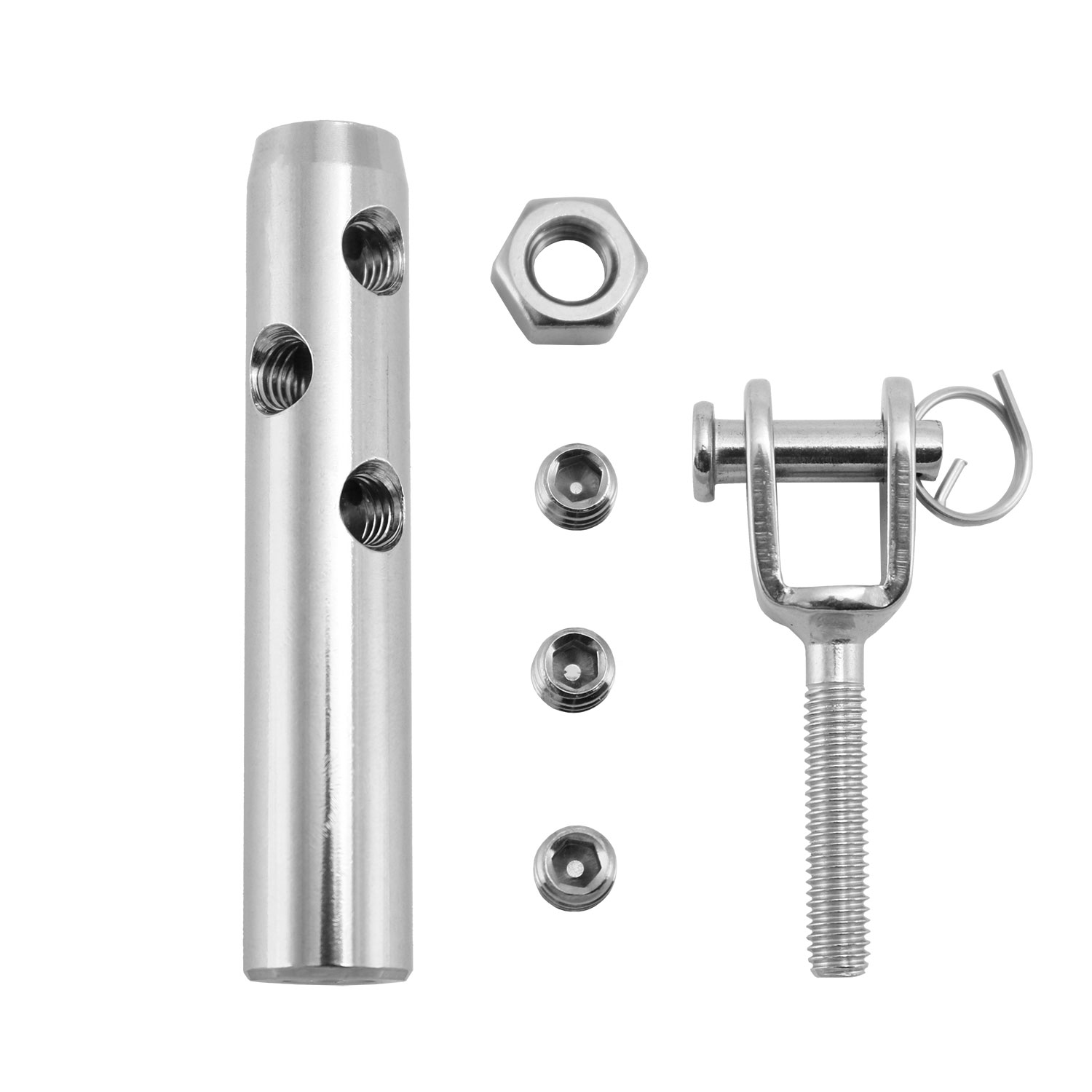 DIY Self-Assembly Rope Tensioner for 5mm Wire Rope with M6 Fork End DIY Self-Assembly Rope Tensioner for 5mm Wire Rope with M6 Fork End