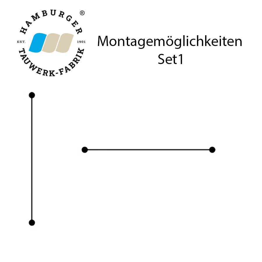 Ranksystem 58mm Bausatz / 2 Wandhalter / 2,5m Drahtseil Ranksystem 58mm Bausatz / 2 Wandhalter / 2,5m Drahtseil