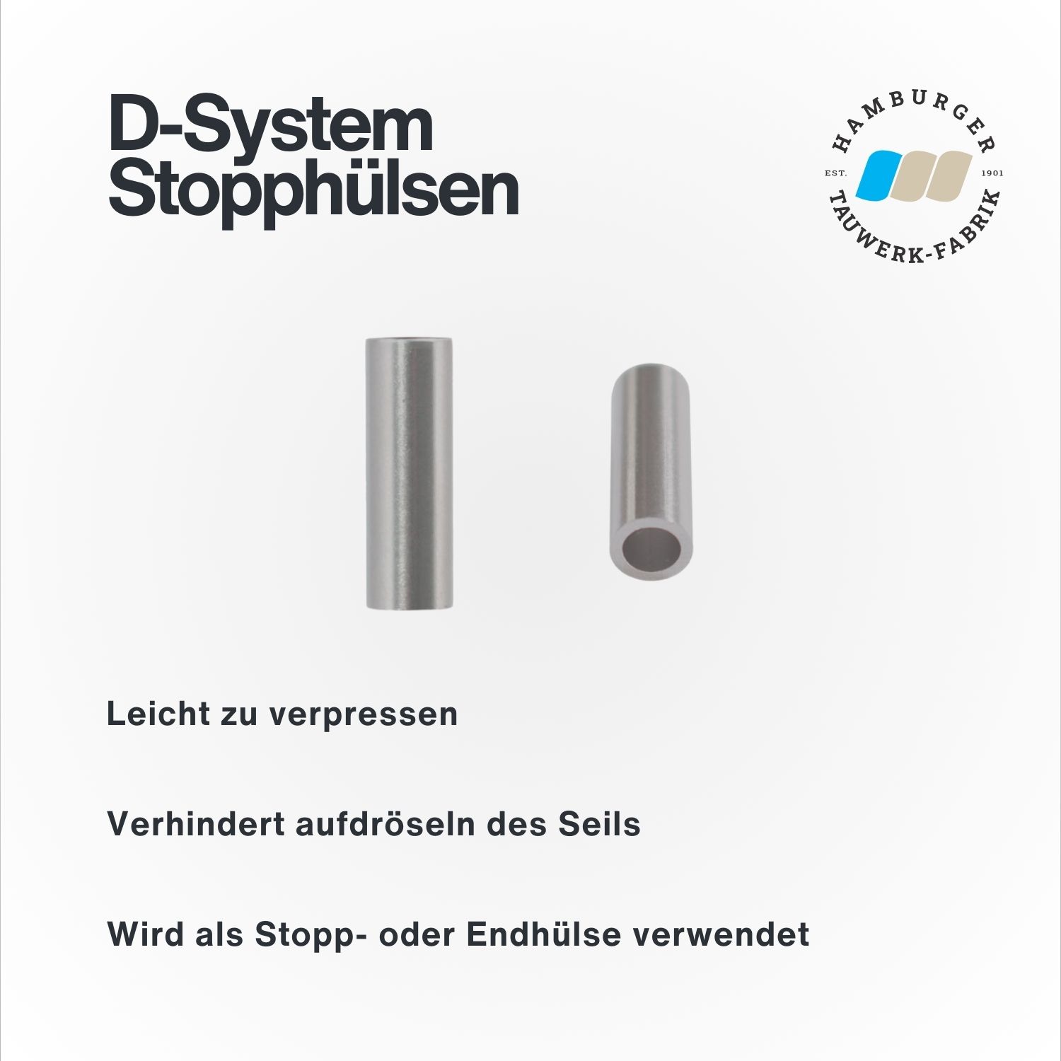 D-System Stophülsen / Rund-Pressklemmen aus Kupfer für 2,0 - 5mm Drahtseil D-System Stophülsen / Rund-Pressklemmen aus Kupfer für 2,0 - 5mm Drahtseil
