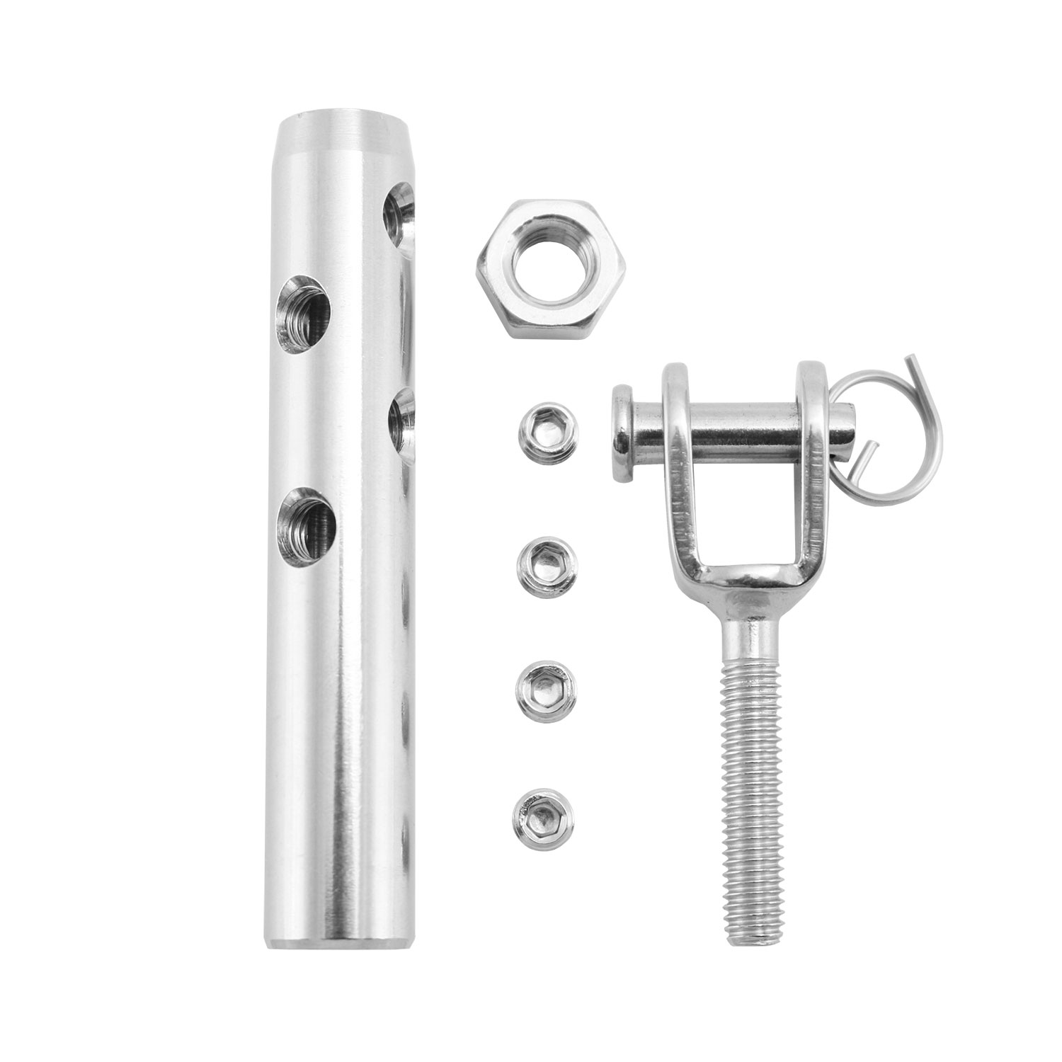 DIY Self-Assembly Rope Tensioner for 6mm Wire Rope with M8 Fork End DIY Self-Assembly Rope Tensioner for 6mm Wire Rope with M8 Fork End