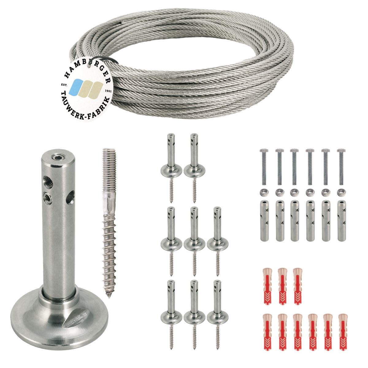 Ranksystem Exklusive 88mm / 9 Wall Mounts / 11m Wire Rope Ranksystem Exklusive 88mm / 9 Wall Mounts / 11m Wire Rope