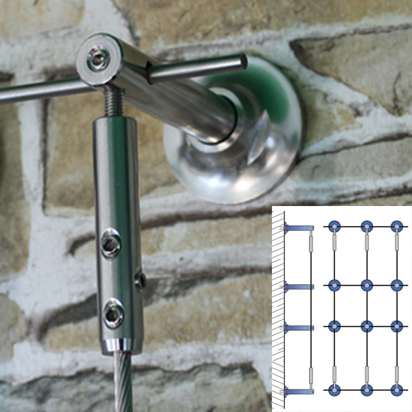 Ranksystem Exklusive 88mm / 12 Wall Mounts / 14m Wire Rope Ranksystem Exklusive 88mm / 12 Wall Mounts / 14m Wire Rope