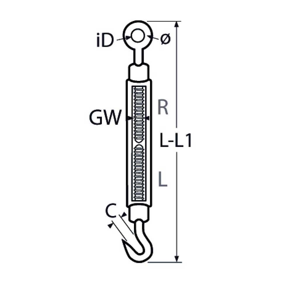 SpannschraubeHakenOeseTz Spannschraube Edelstahl - Haken-Öse / M4 - M20