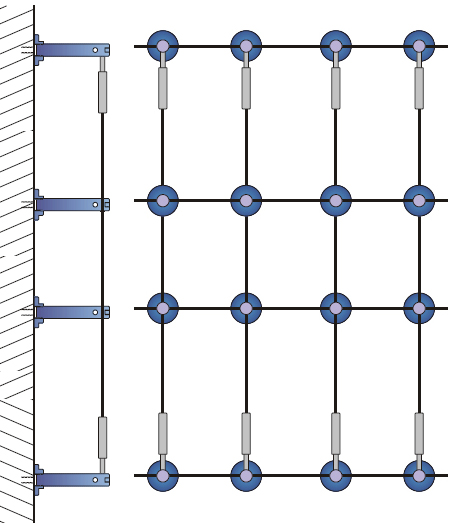 Ranksystem Exklusive 88mm / 16 Wall Mounts / 18.0m Wire Rope Ranksystem Exklusive 88mm / 16 Wall Mounts / 18.0m Wire Rope
