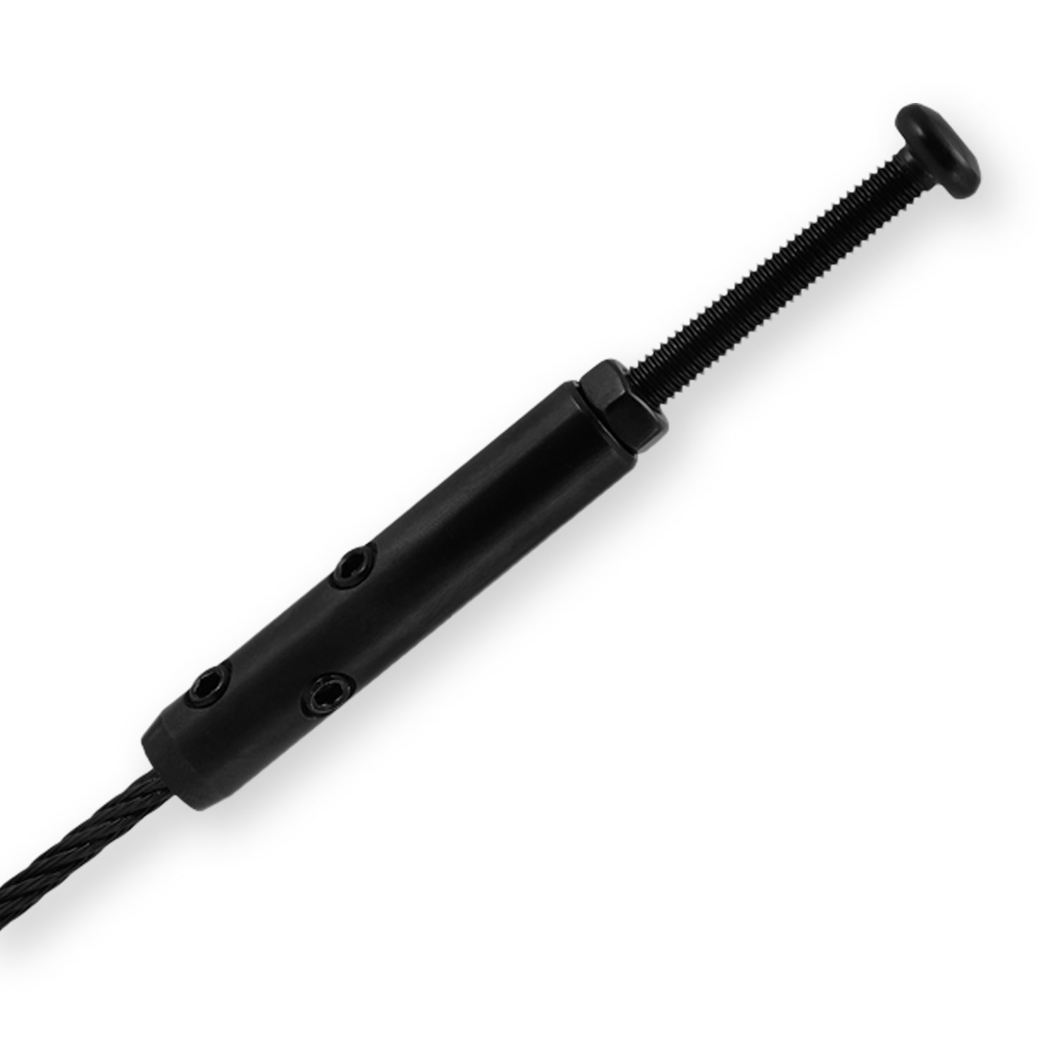 DIY Self-Assembly Rope Tensioner for 5mm Wire Rope with M6x60 Screw / Right, PVD black DIY Self-Assembly Rope Tensioner for 5mm Wire Rope with M6x60 Screw / Right, PVD black