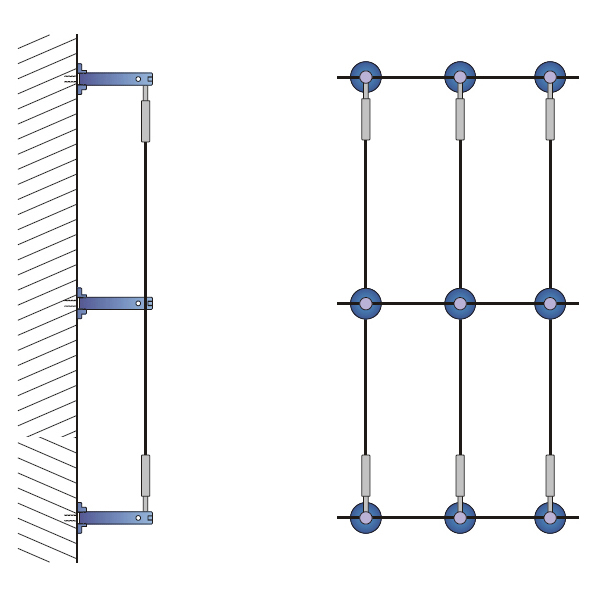 Ranksystem Exklusive 88mm / 9 Wall Mounts / 11m Wire Rope Ranksystem Exklusive 88mm / 9 Wall Mounts / 11m Wire Rope